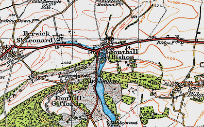 Old map of Fonthill Bishop in 1919