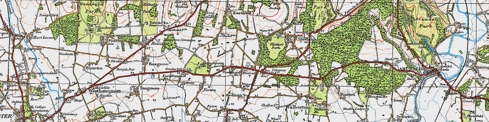 Old map of Fontwell in 1920