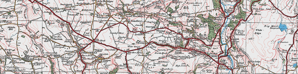 Old map of Foolow in 1923
