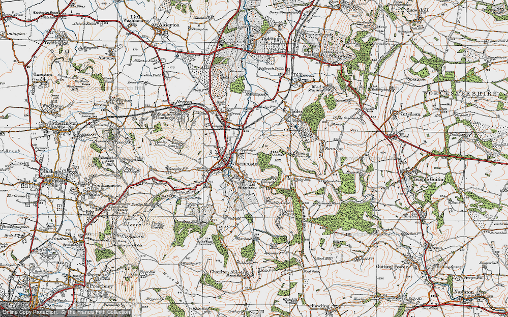 Old Map of Historic Map covering St Kenelm's Well in 1919