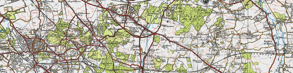 Old map of Foots Cray in 1920