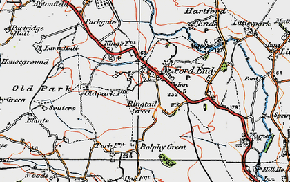 Old map of Ford End in 1919
