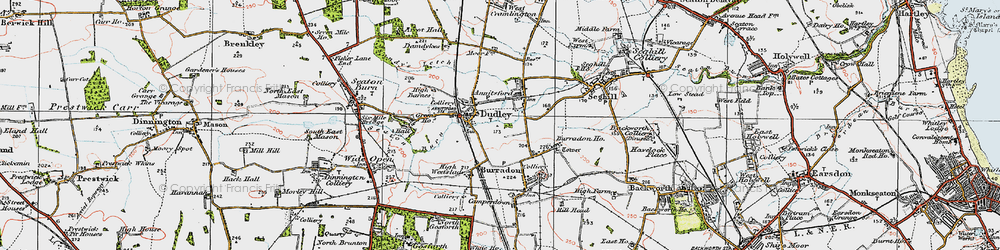 Old map of Fordley in 1925