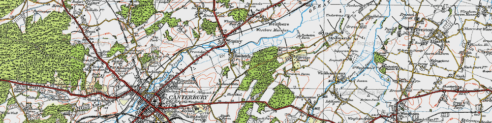 Old map of Fordwich in 1920