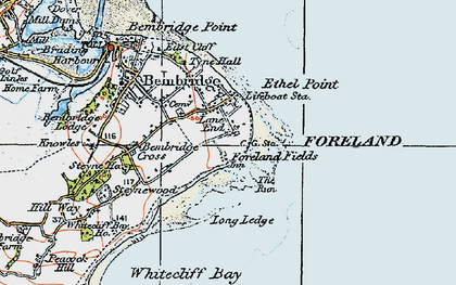 Old map of Bembridge Ledge in 1919