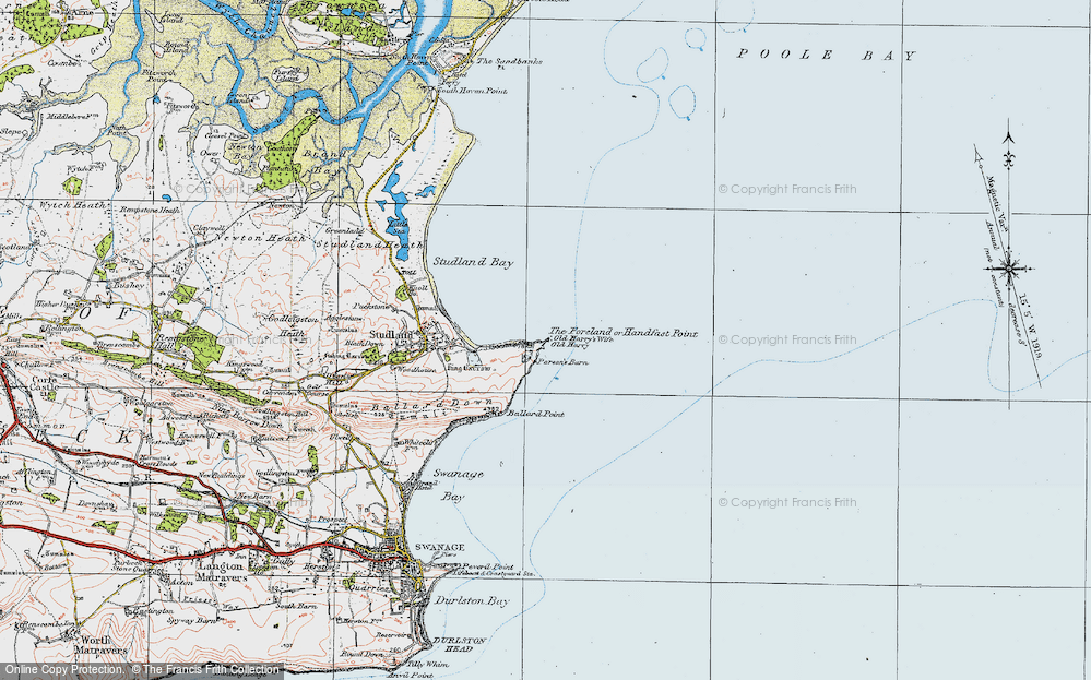 Old Map of Historic Map covering Old Harry's Wife in 1919