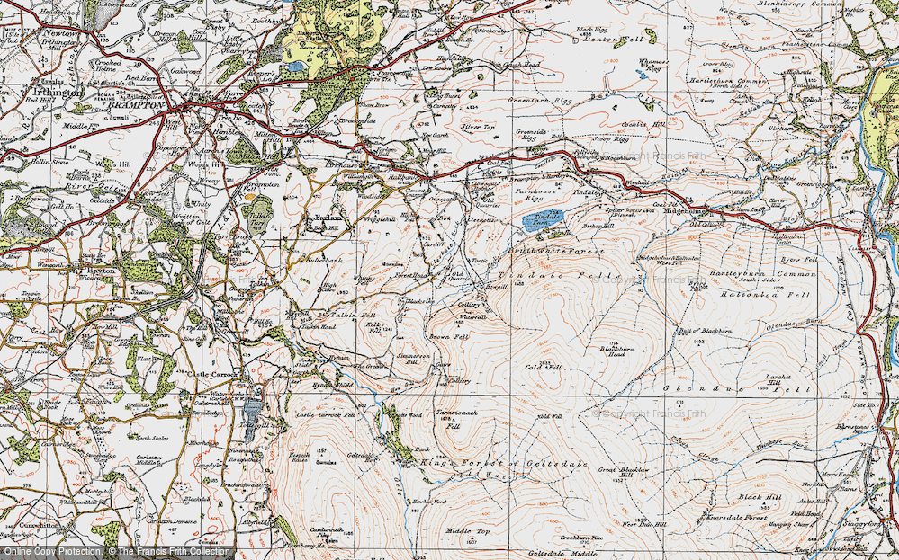 Old Map of Historic Map covering Brown Fell in 1925