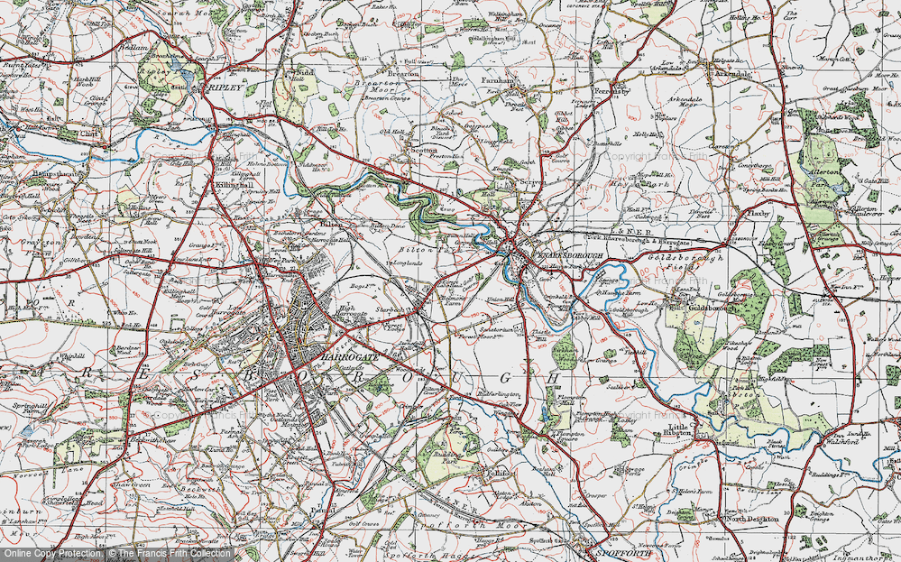 Old Map of Historic Map covering Bilton Hall in 1925
