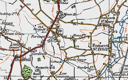 Old map of Forncett End in 1921