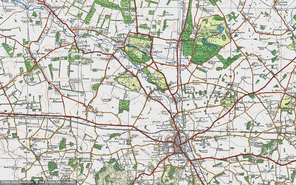 Old Map of Fornham All Saints, 1920 in 1920