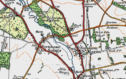 Old map of Fornham St Genevieve in 1920