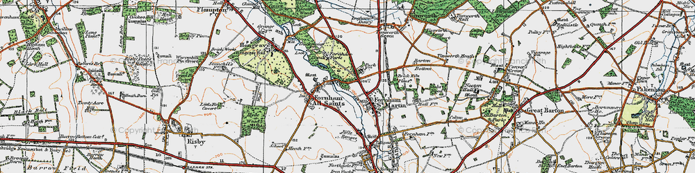Old map of Fornham St Genevieve in 1920