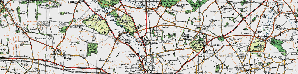 Old map of Fornham St Martin in 1920