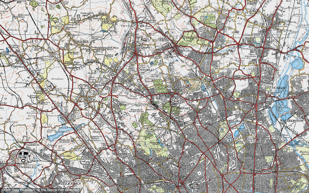 Old Map of Fortis Green, 1920 in 1920