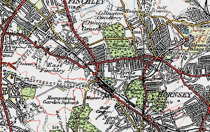 Old map of Fortis Green in 1920