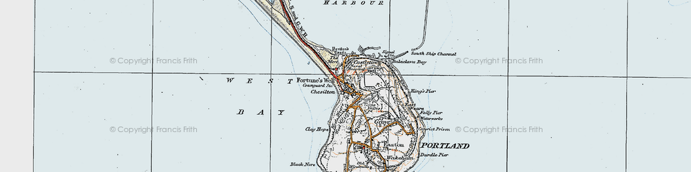 Old map of Fortuneswell in 1919