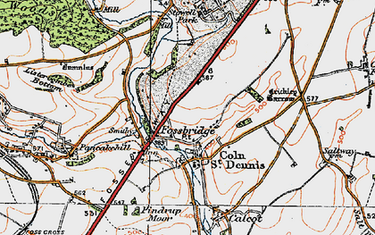Old map of Fossebridge in 1919