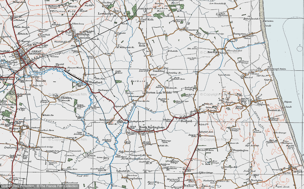 Old Map of Foston on the Wolds, 1924 in 1924
