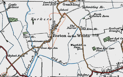 Old map of Foston on the Wolds in 1924