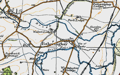 Old map of Fotheringhay in 1920