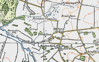 Old map of Foulden in 1921