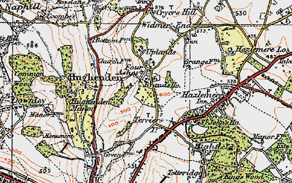 Old map of Four Ashes in 1919
