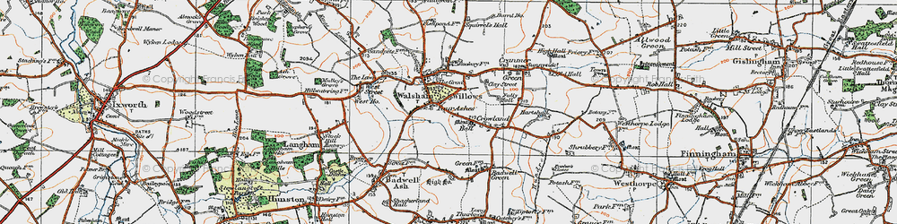 Old map of Four Ashes in 1920