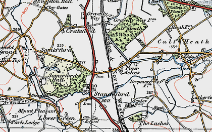 Old map of Four Ashes in 1921