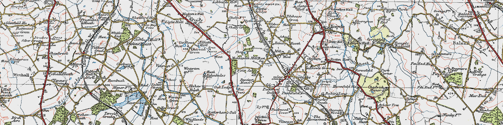 Old map of Four Ashes in 1921