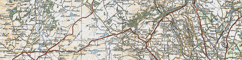 Old map of Four Crosses in 1921