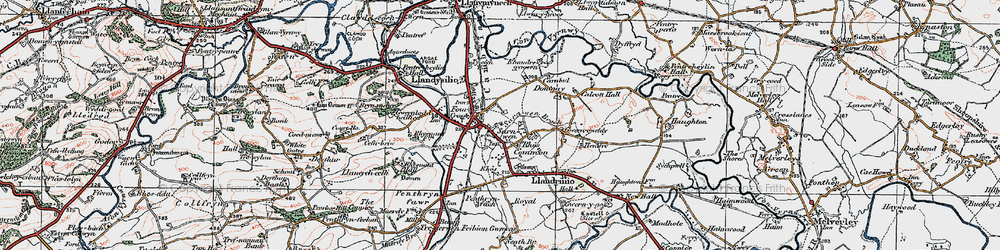 Old map of Four Crosses in 1921