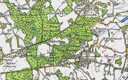 Old map of Four Houses Corner in 1919