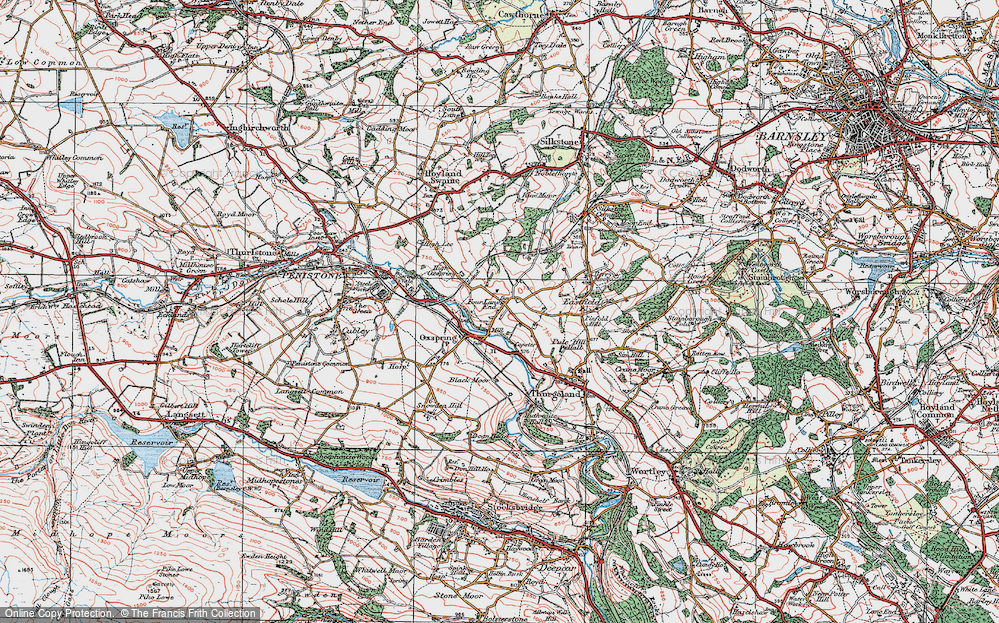 Old Map of Four Lane End, 1924 in 1924