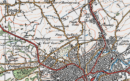 Old map of Four Lane Ends in 1924