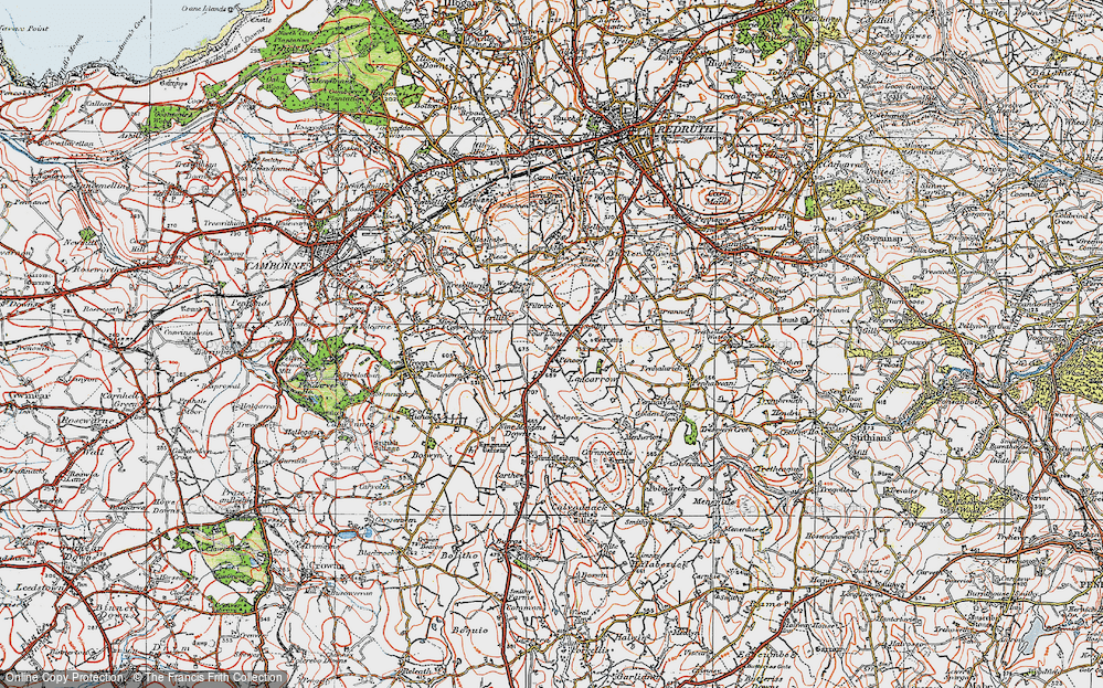 Old Map of Four Lanes, 1919 in 1919