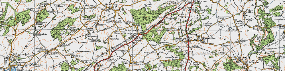 Old map of Four Marks in 1919