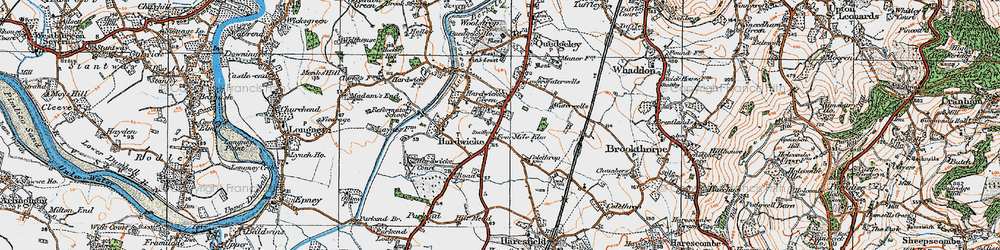 Old map of Four Mile Elm in 1919