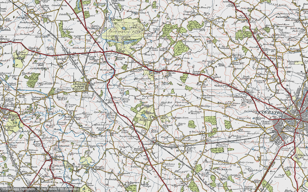 Old Map of Four Oaks, 1921 in 1921