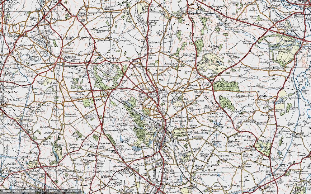 Old Map of Four Oaks Park, 1921 in 1921
