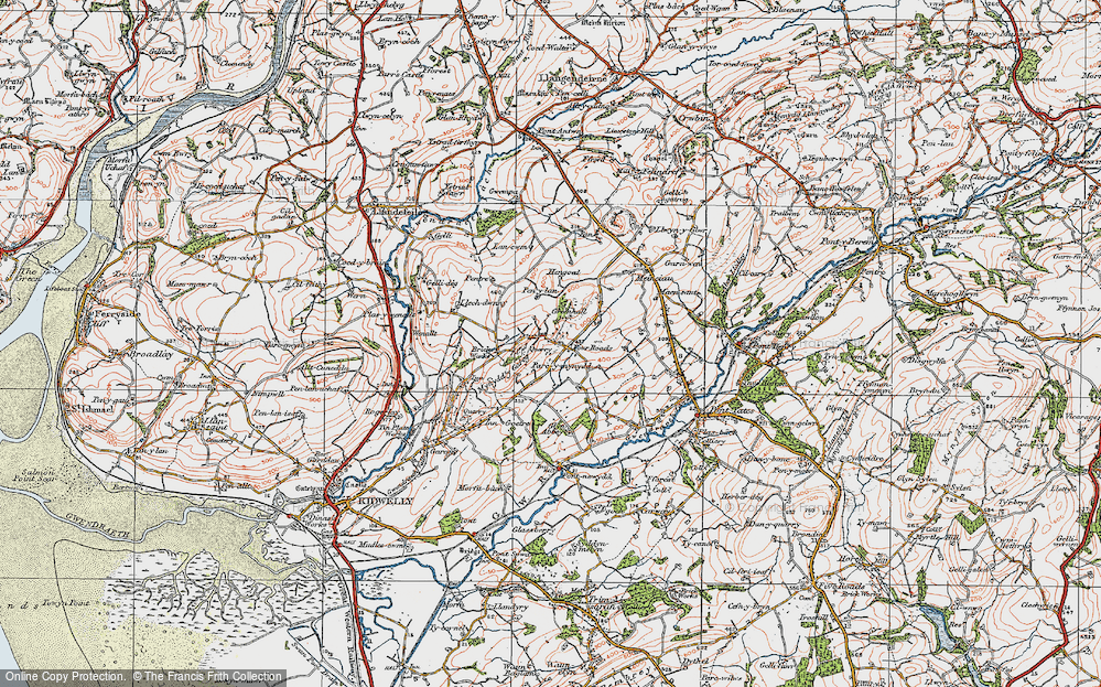 Old Map of Historic Map covering Pentre in 1923