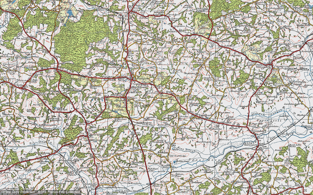 Old Map of Four Throws, 1921 in 1921