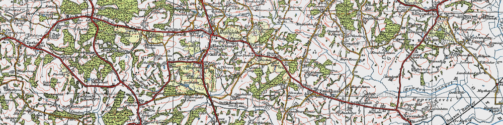 Old map of Four Throws in 1921