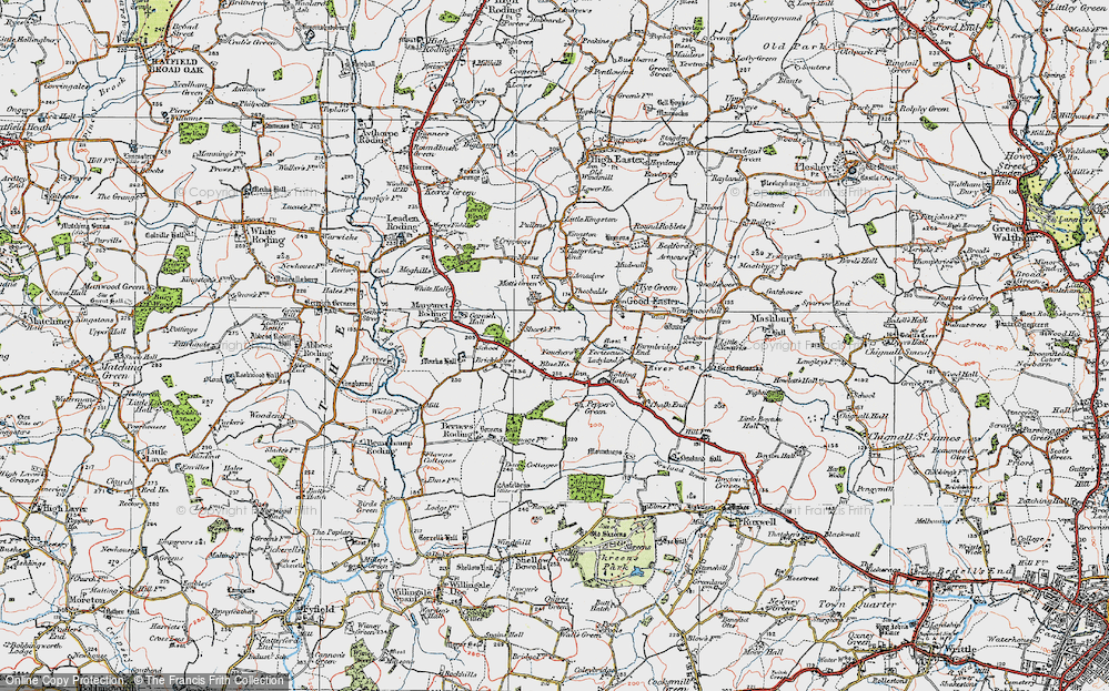 Old Map of Four Wantz, 1919 in 1919