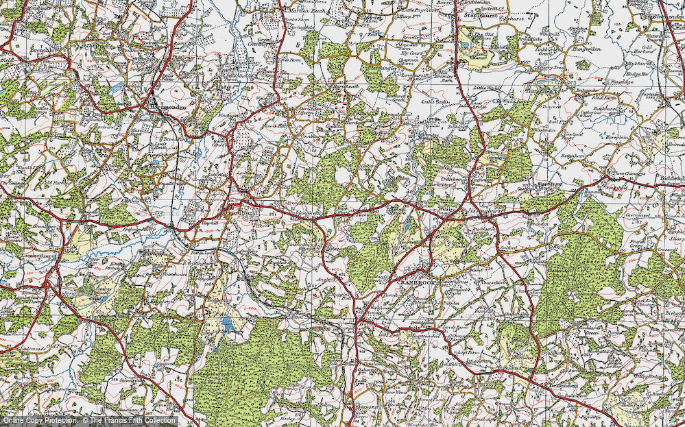 Old Map of Historic Map covering Colliers Green in 1921