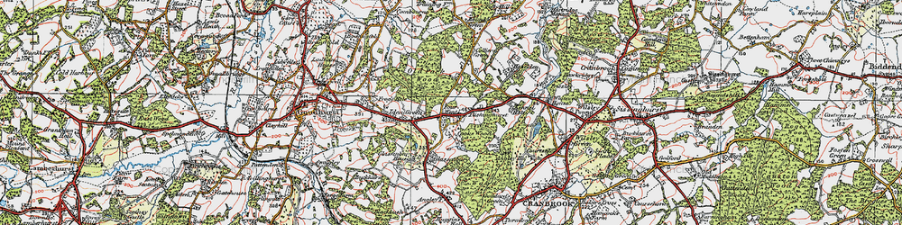 Old map of Four Wents in 1921