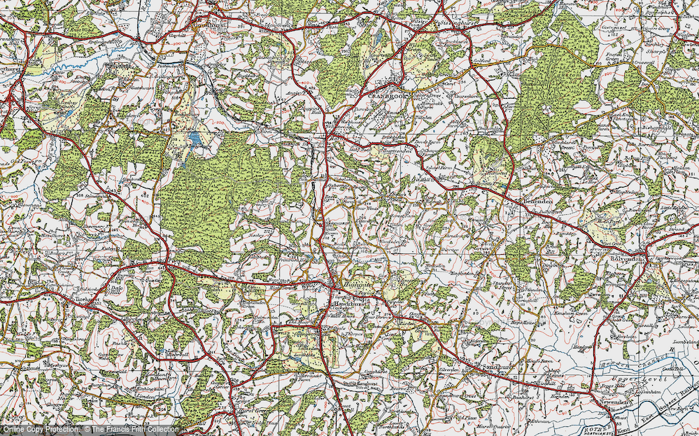 Old Map of Four Wents, 1921 in 1921