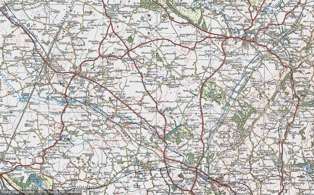 Old Map of Historic Map covering Betchton Ho in 1923