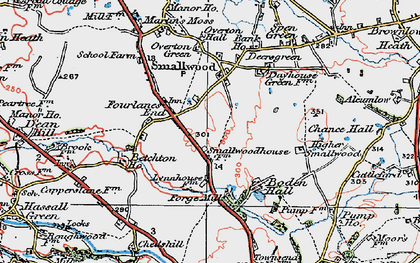 Old map of Fourlanes End in 1923