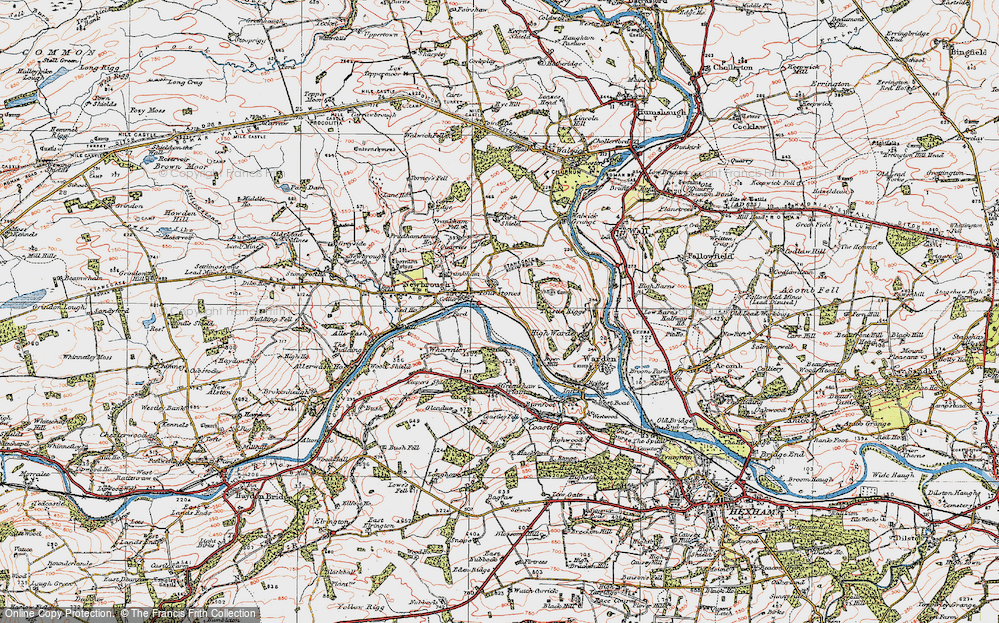 Old Map of Fourstones, 1925 in 1925