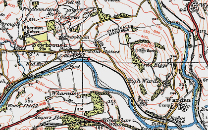 Old map of Fourstones in 1925